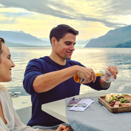 You're the skipper, boating and hors d'oeuvres on Lac du Bourget