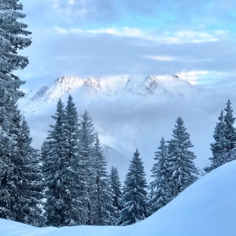 Hidden Snowshoeing Trek while facing the iconic Mont Blanc
